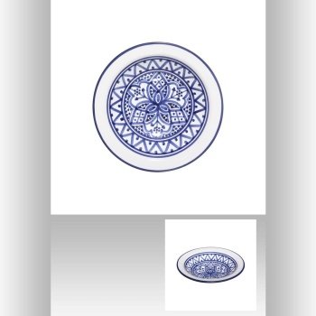 154392A 22CM 1.648KG BLANC BLEU CERAMIQUE