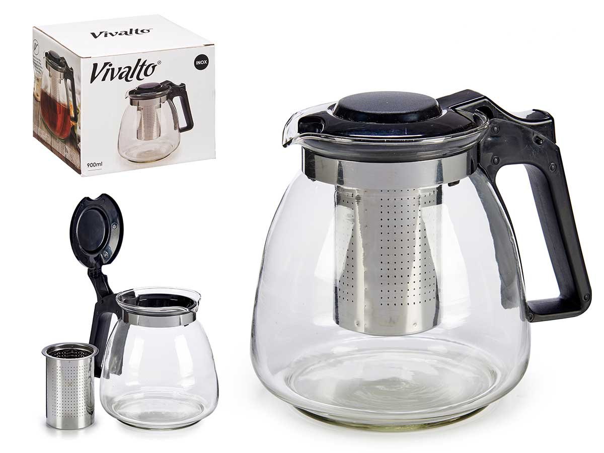 68836 Théière  900ml  0.258 KG  noir verre PLASTIQUE
