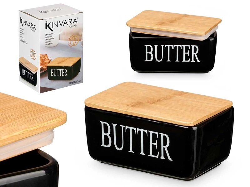 99881 BEURRE 16.5X10X8.5CM 0.684KG NOIR GRES BAMBOU