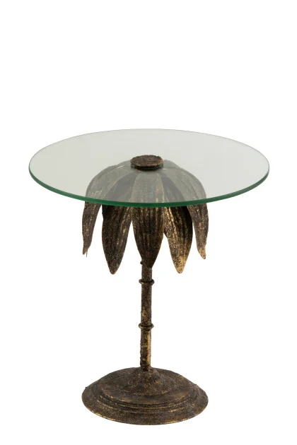 5042	SIDETABLE TREE GL/MET ANT GD (30x30x32,5cm)