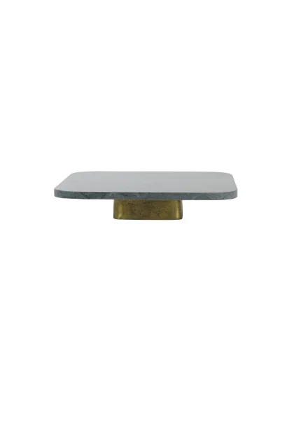 6337481	Dish en base 33x33x6,5CM 5,545KG VERT DORE MARBRE METAL