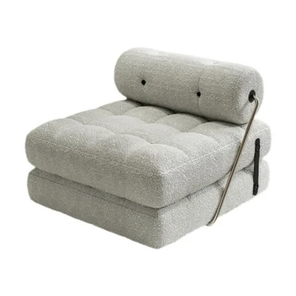 4201 CHAISE 96X96X73CM BLANC EPONGE TISSU BOUCLETTE