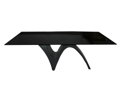 5028 TABLE 220X110X75CM NOIR VERRE METAL