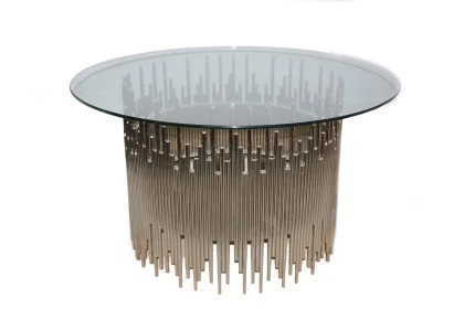 DT-1070 TABLE 130X130X75CM 71,9KG ARGENTE METAL VERRE