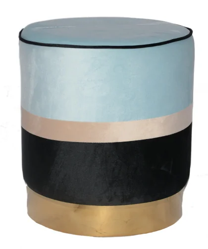 BBS-1599  TABOURET 37X37X40CM 3,5KG CIEL DORE VELOUR METAL