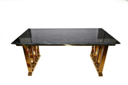 DT-1283 TABLE 180X90X75CM NOIR DORE MERBRE METAL