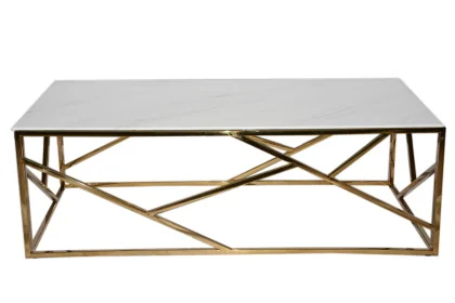 CS-05 TABLE 120X60X45CM 205KG BLANC DORE MARBRE METAL