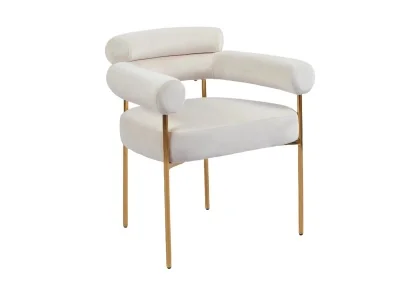 Y-1568 CHAISE 77X71CM 10,5KG BLANC CASSE DORE VELOUR METAL