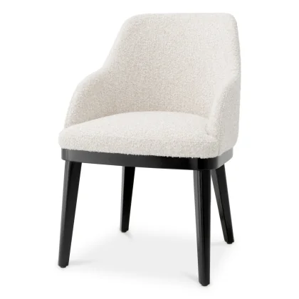 Y-1584 CHAISE 84X56CM 10KG BLANC NOIR BOUCLETTE METAL