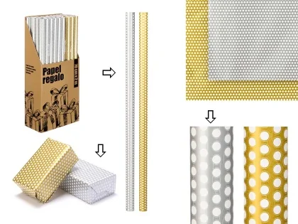 27412 Rouleau de papier cadeau 70X200 CM ARGENTE