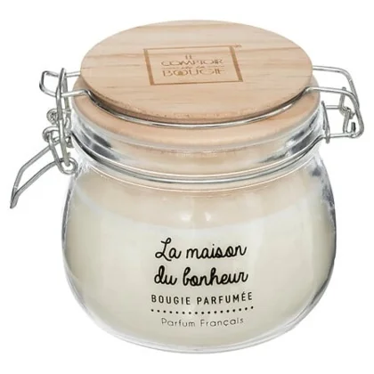 172741 BOUGIER 10X10CM 0.700KG BLANC CIRE VERRE